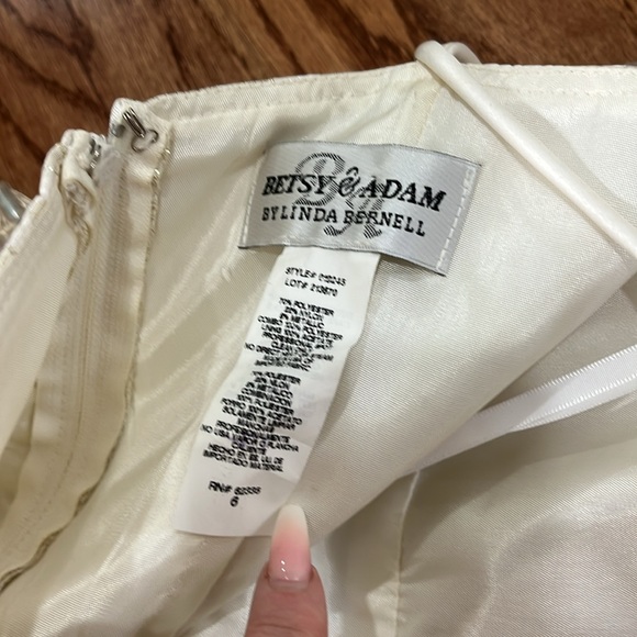 Betsy & Adam Cream Dress with Gold Accent - Picture 8 of 12